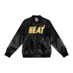 Apparel Mitchell & Ness Jackets & Outerwear-Big Face 4.0 Satin Jacket Miami Heat