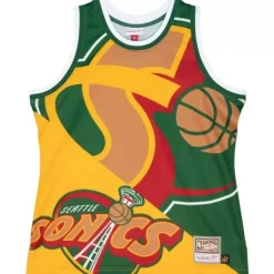 Apparel Mitchell & Ness T-Shirts & Tops-Big Face Fashion Tank 5.0 Seattle Supersonics