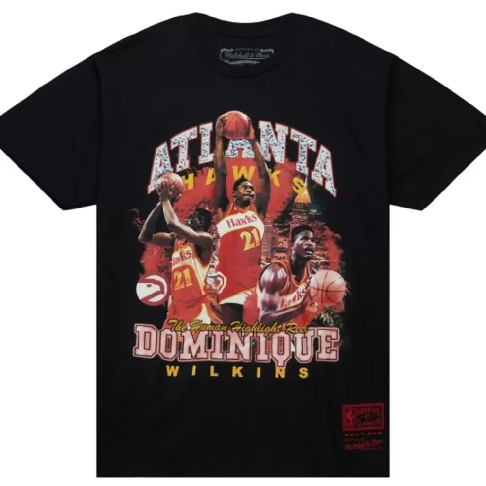 Apparel Mitchell & Ness T-Shirts & Tops-Bling Ss Tee Hwc Atlanta Hawks Dominique Wilkins