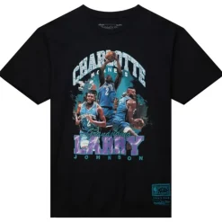 Apparel Mitchell & Ness T-Shirts & Tops-Bling Ss Tee Hwc Charlotte Hornets Larry Johnson
