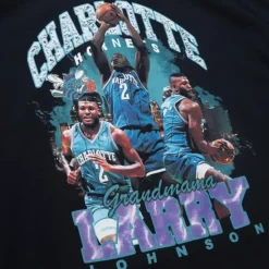 Apparel Mitchell & Ness T-Shirts & Tops-Bling Ss Tee Hwc Charlotte Hornets Larry Johnson