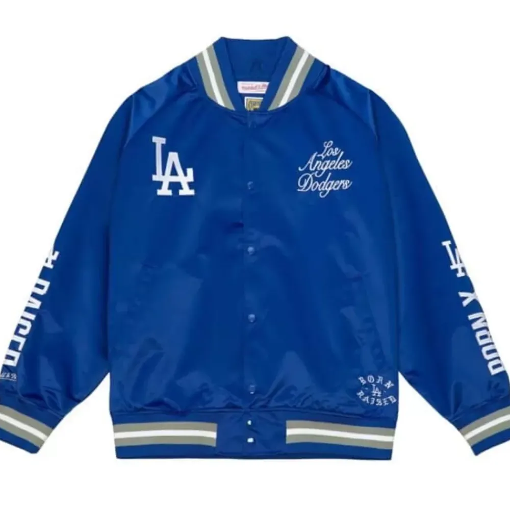 Apparel Mitchell & Ness Jackets & Outerwear-Bxr Pueblo Satin Jacket Los Angeles Dodgers