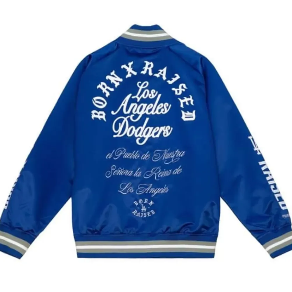 Apparel Mitchell & Ness Jackets & Outerwear-Bxr Pueblo Satin Jacket Los Angeles Dodgers