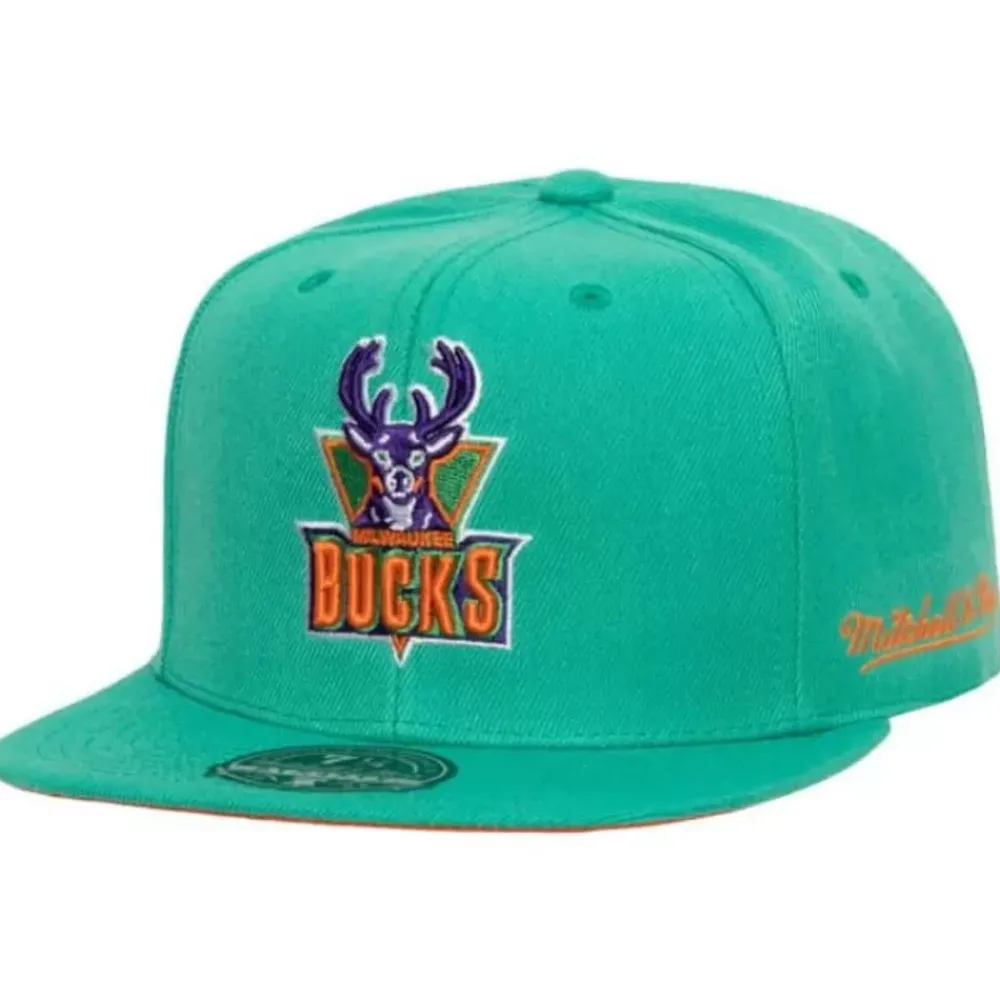 Headwear Mitchell & Ness -Cactus Cooler Fitted Hat Milwaukee Bucks