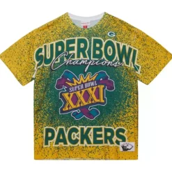 Apparel Mitchell & Ness T-Shirts & Tops-Champ City Sublimated Ss Tee Green Bay Packers