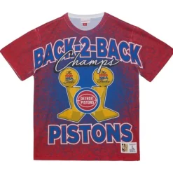 Apparel Mitchell & Ness T-Shirts & Tops-Champ City Sublimated Ss Tee Detroit Pistons