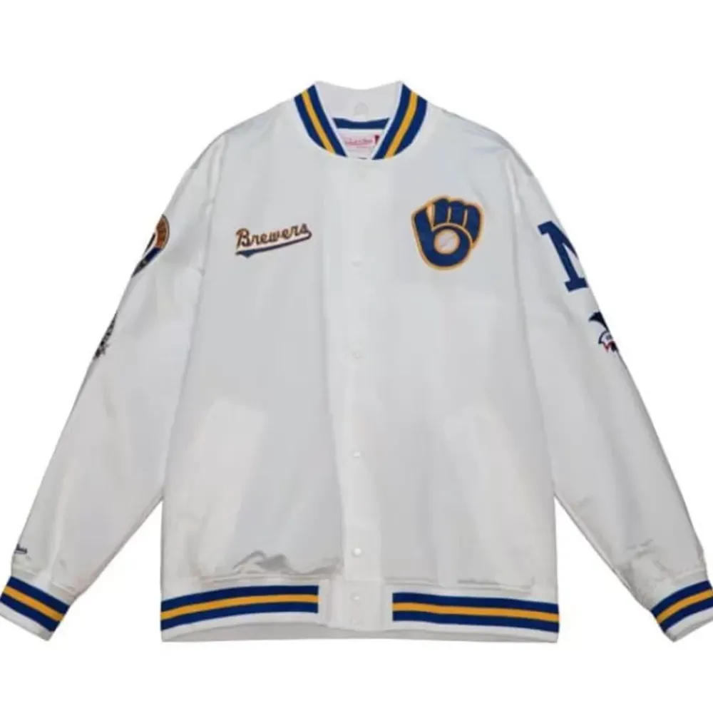 Apparel Mitchell & Ness Jackets & Outerwear-City Collection Lightweight Satin Jacket Milwaukee Brewers
