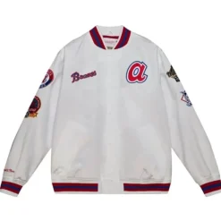 Apparel Mitchell & Ness Jackets & Outerwear-City Collection Lightweight Satin Jacket Atlanta Braves