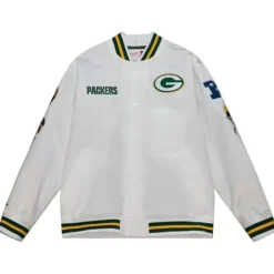 Apparel Mitchell & Ness Jackets & Outerwear-City Collection Lightweight Satin Jacket Green Bay Packers