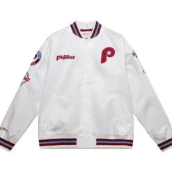 Apparel Mitchell & Ness Jackets & Outerwear-City Collection Lightweight Satin Jacket Philadelphia Phillies