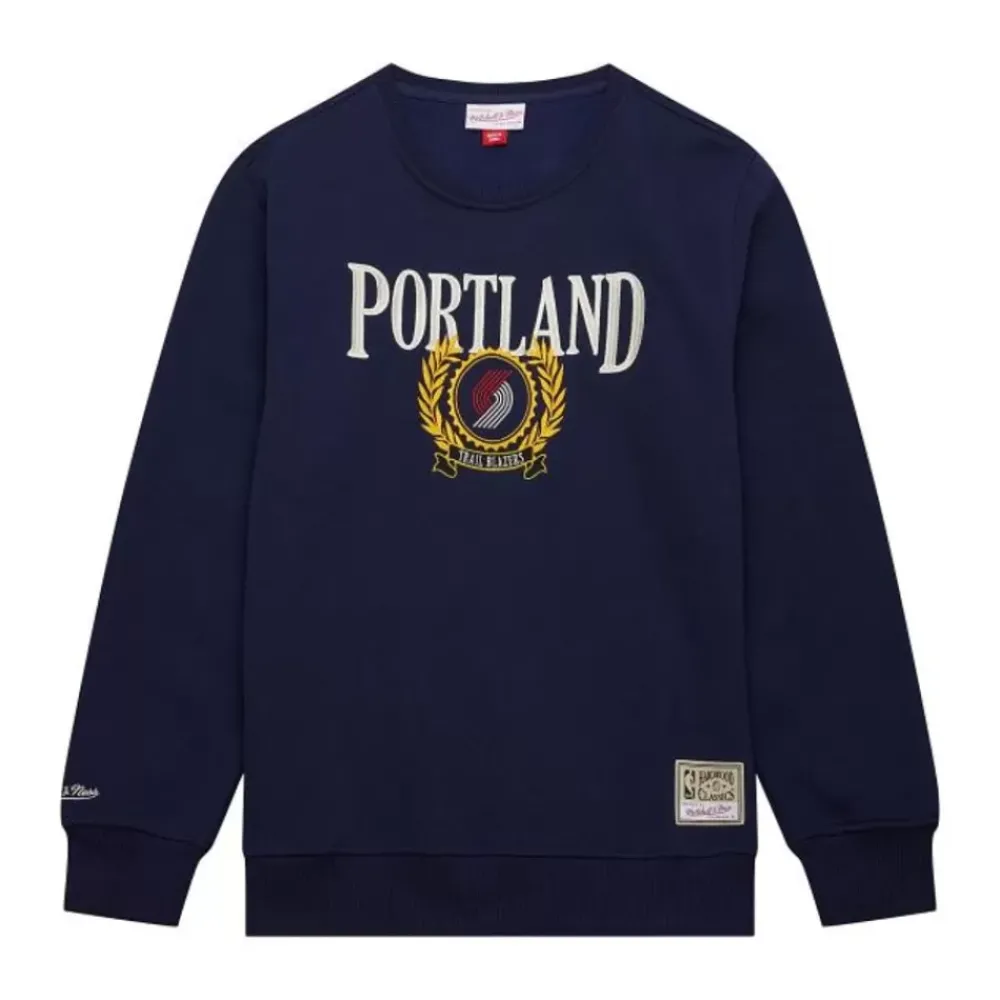 Apparel Mitchell & Ness Hoodies & Sweatshirts-Collegiate Crew Fleece Portland Trail Blazers