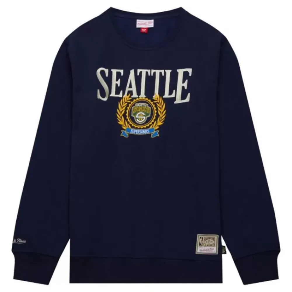 Apparel Mitchell & Ness Hoodies & Sweatshirts-Collegiate Crew Fleece Seattle Supersonics