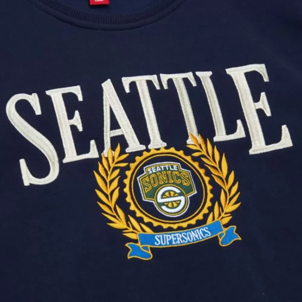 Apparel Mitchell & Ness Hoodies & Sweatshirts-Collegiate Crew Fleece Seattle Supersonics