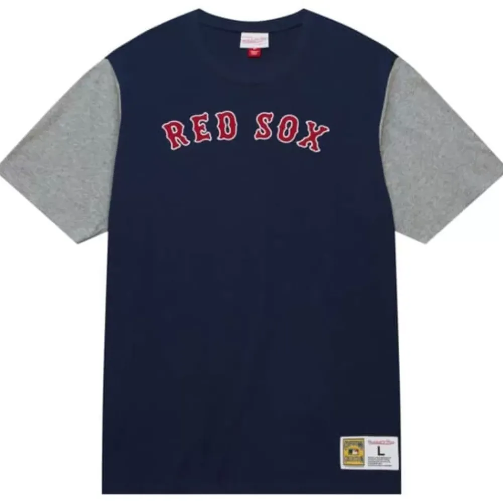 Apparel Mitchell & Ness T-Shirts & Tops-Color Blocked Ss Tee Boston Red Sox