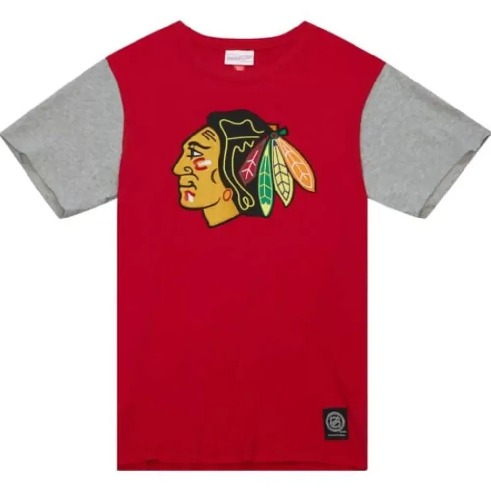 Apparel Mitchell & Ness T-Shirts & Tops-Color Blocked Ss Tee Chicago Blackhawks
