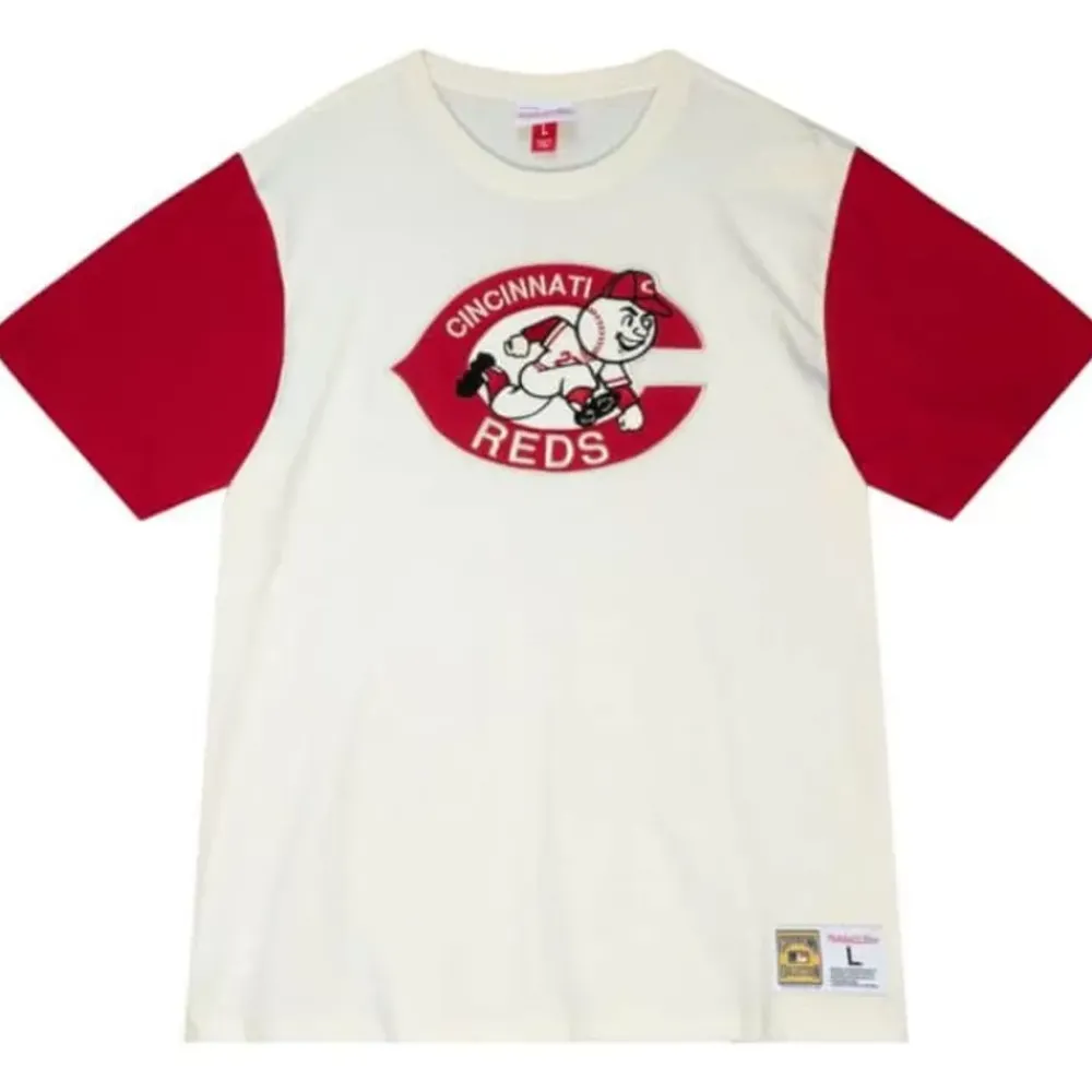 Apparel Mitchell & Ness T-Shirts & Tops-Color Blocked S/S Tee Cincinnati Reds