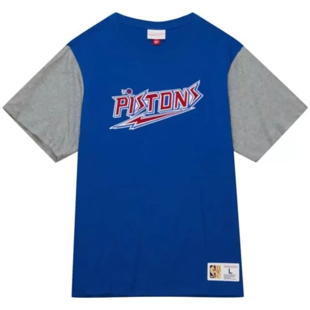 Apparel Mitchell & Ness T-Shirts & Tops-Color Blocked Ss Tee Detroit Pistons