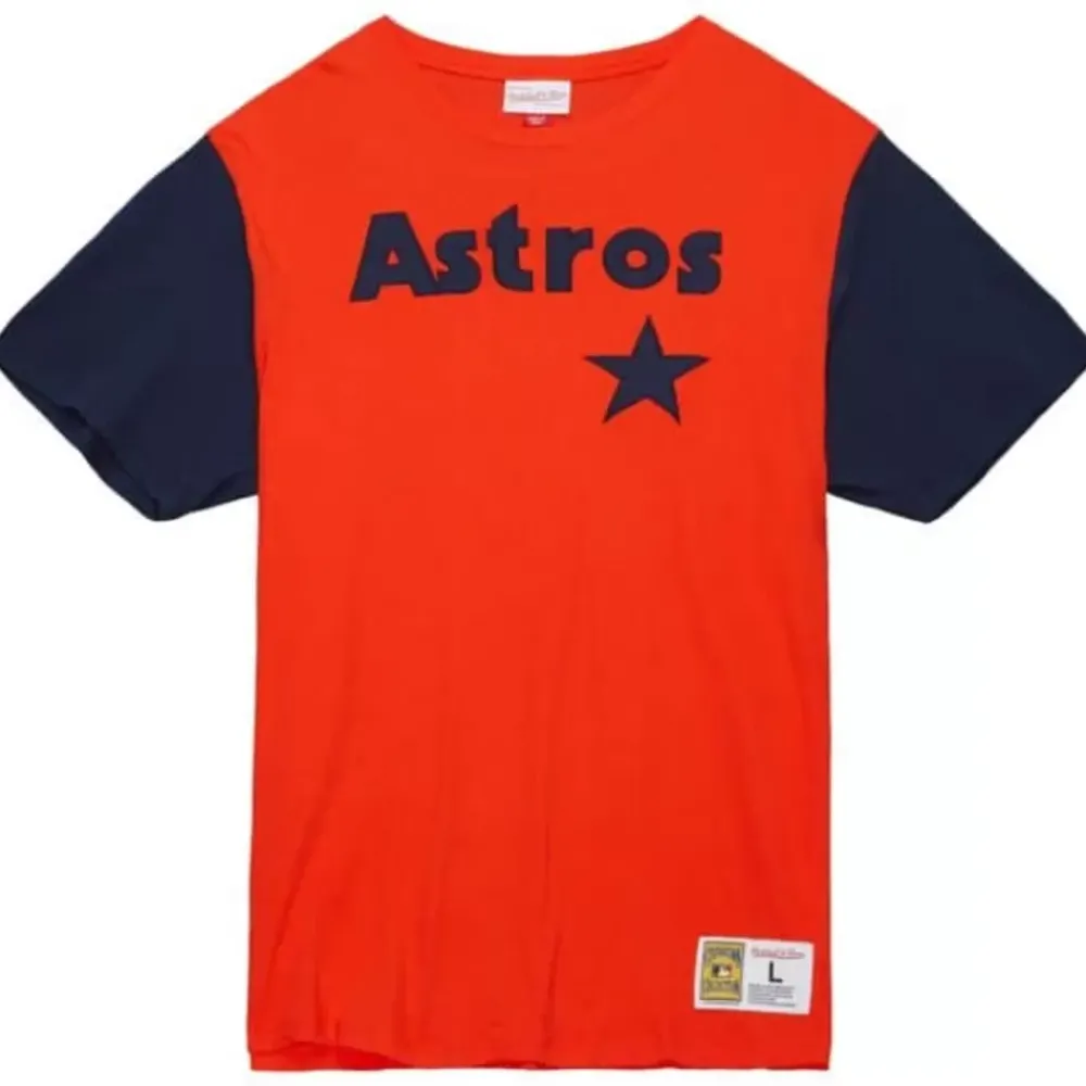 Apparel Mitchell & Ness T-Shirts & Tops-Color Blocked Ss Tee Houston Astros