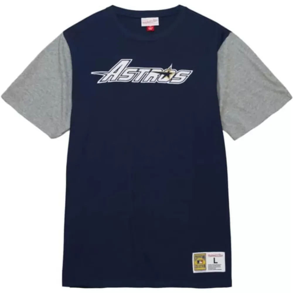 Apparel Mitchell & Ness T-Shirts & Tops-Color Blocked Ss Tee Houston Astros