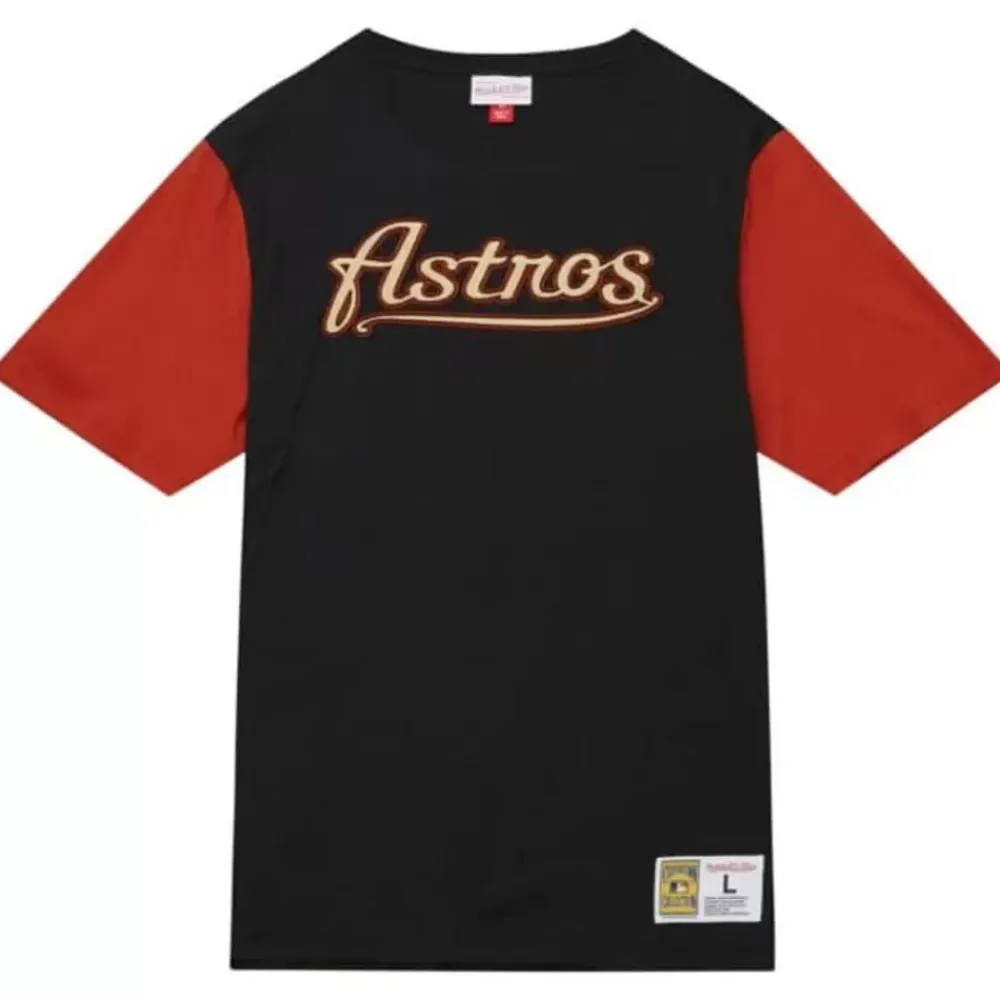 Apparel Mitchell & Ness T-Shirts & Tops-Color Blocked Ss Tee Houston Astros