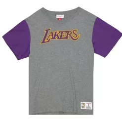 Apparel Mitchell & Ness T-Shirts & Tops-Color Blocked S/S Tee Los Angeles Lakers