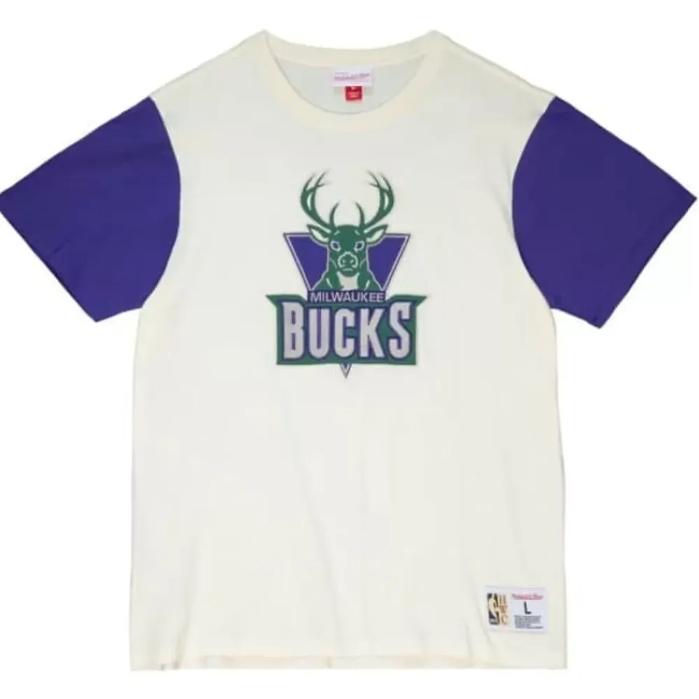 Apparel Mitchell & Ness T-Shirts & Tops-Color Blocked S/S Tee Milwaukee Bucks