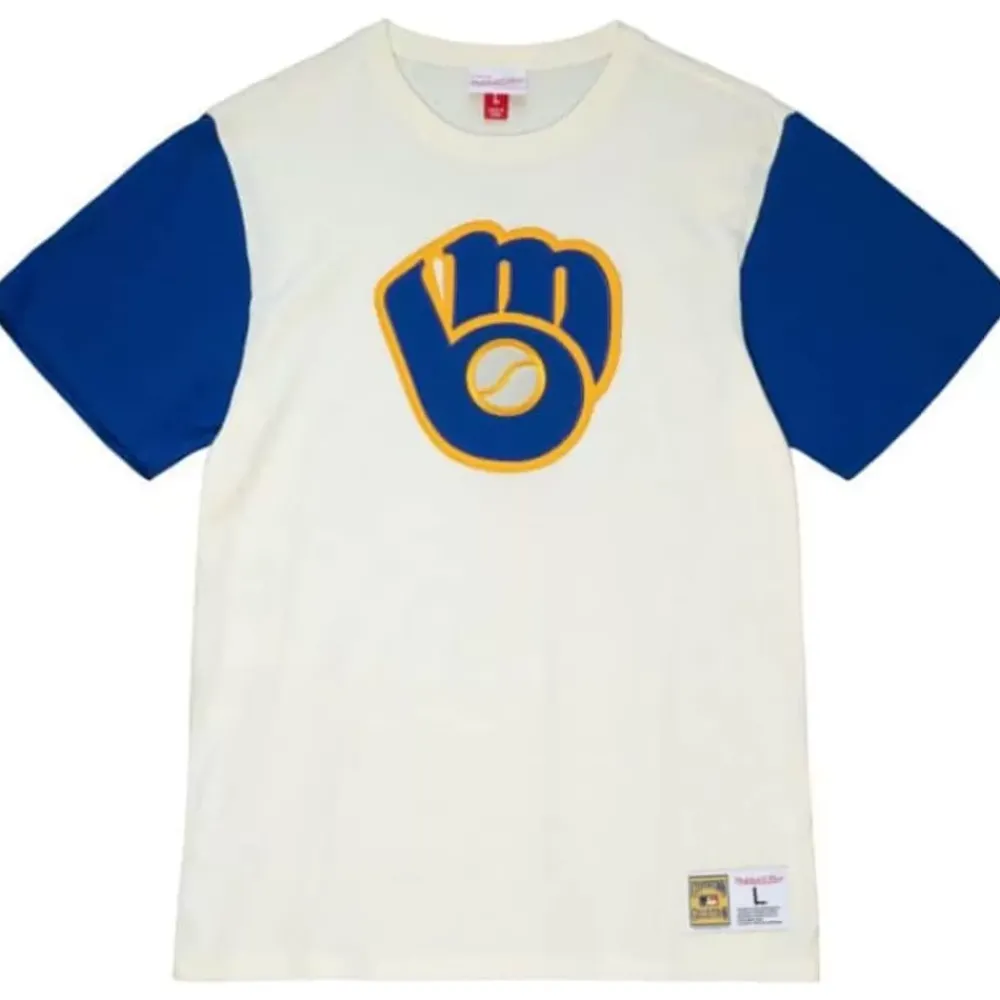 Apparel Mitchell & Ness T-Shirts & Tops-Color Blocked S/S Tee Milwaukee Brewers
