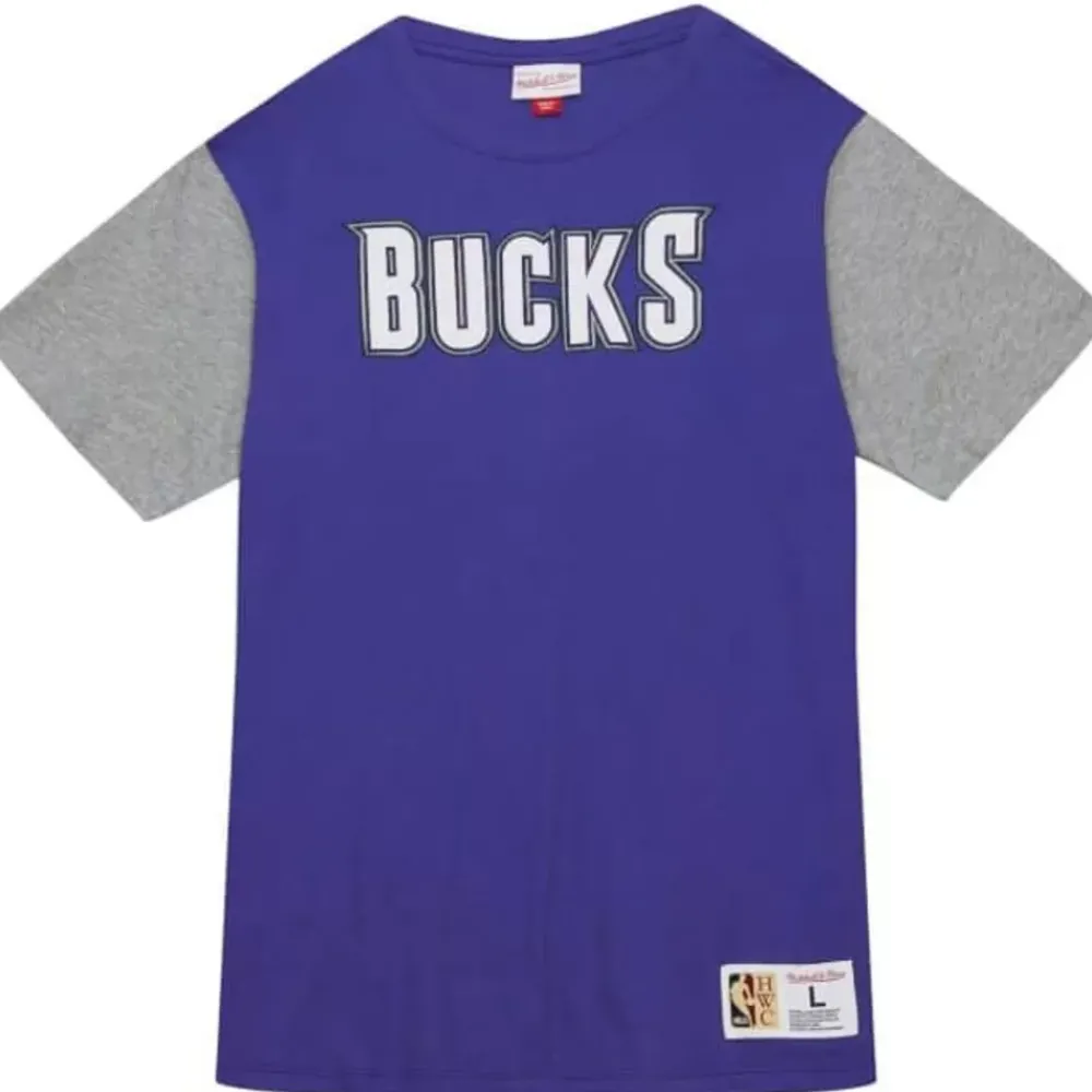 Apparel Mitchell & Ness T-Shirts & Tops-Color Blocked Ss Tee Milwaukee Bucks