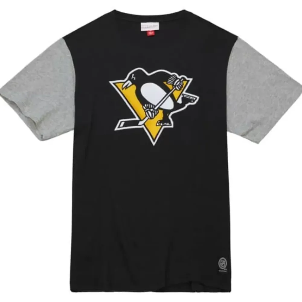 Apparel Mitchell & Ness T-Shirts & Tops-Color Blocked Ss Tee Pittsburgh Penguins