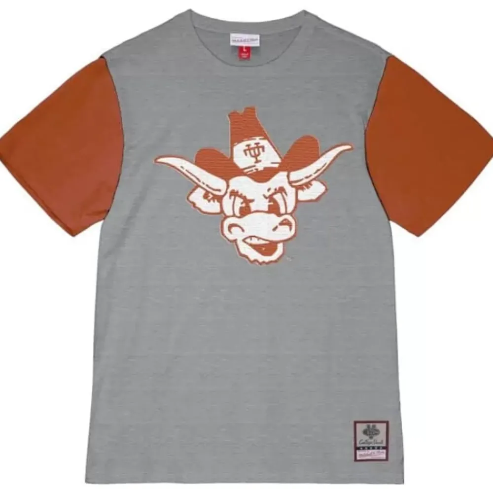 Apparel Mitchell & Ness T-Shirts & Tops-Color Blocked S/S Tee University Of Texas At Austin