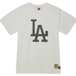 Apparel Mitchell & Ness T-Shirts & Tops-Cream Ss Tee Los Angeles Dodgers
