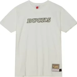 Apparel Mitchell & Ness T-Shirts & Tops-Cream Ss Tee Milwaukee Bucks