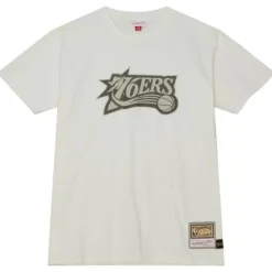 Apparel Mitchell & Ness T-Shirts & Tops-Cream Ss Tee Philadelphia 76Ers