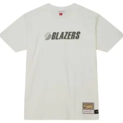 Apparel Mitchell & Ness T-Shirts & Tops-Cream Ss Tee Portland Trail Blazers