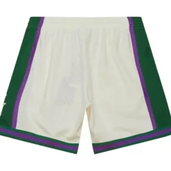 Apparel Mitchell & Ness Shorts-Cream Swingman Shorts Milwaukee Bucks 2000