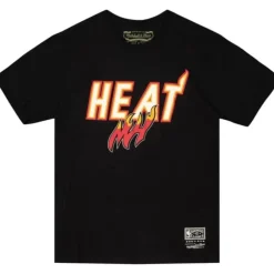 Apparel Mitchell & Ness T-Shirts & Tops-Cream Tee Miami Heat