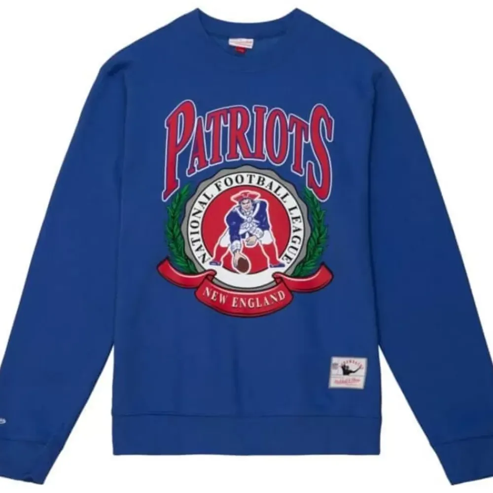 Apparel Mitchell & Ness Hoodies & Sweatshirts-Crest Crew New England Patriots