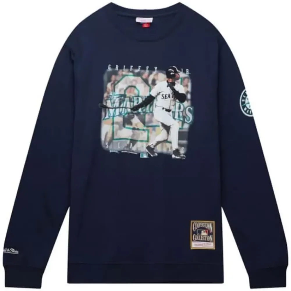 Apparel Mitchell & Ness Hoodies & Sweatshirts-Crew Seattle Mariners Ken Griffey Jr