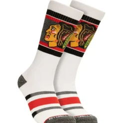 Apparel Mitchell & Ness Accessories-Cross Bar Crew Socks Chicago Blackhawks