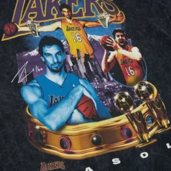 Apparel Mitchell & Ness T-Shirts & Tops-Crowned Tee Los Angeles Lakers Pau Gasol