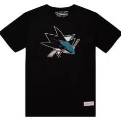 Apparel Mitchell & Ness T-Shirts & Tops-Distressed Basic Logo Tee San Jose Sharks