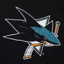 Apparel Mitchell & Ness T-Shirts & Tops-Distressed Basic Logo Tee San Jose Sharks
