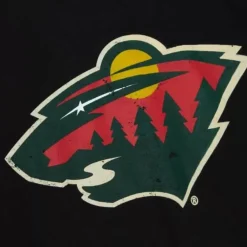 Apparel Mitchell & Ness T-Shirts & Tops-Distressed Logo Ls Tee Minnesota Wild