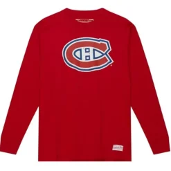 Apparel Mitchell & Ness T-Shirts & Tops-Distressed Logo Ls Tee Montreal Canadiens