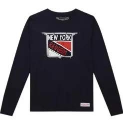 Apparel Mitchell & Ness T-Shirts & Tops-Distressed Logo Ls Tee New York Rangers