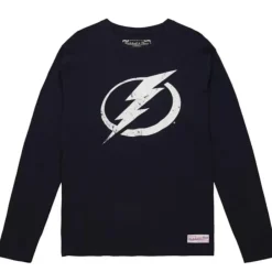 Apparel Mitchell & Ness T-Shirts & Tops-Distressed Logo Ls Tee Tampa Bay Lightning