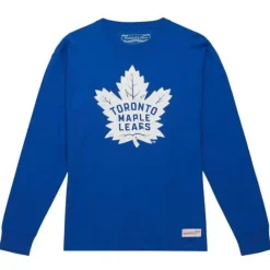 Apparel Mitchell & Ness T-Shirts & Tops-Distressed Logo Ls Tee Toronto Maple Leafs