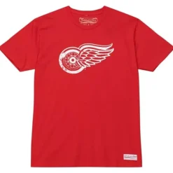 Apparel Mitchell & Ness T-Shirts & Tops-Distressed Logo Tee Detroit Red Wings