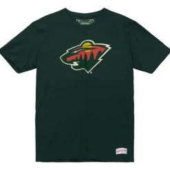 Apparel Mitchell & Ness T-Shirts & Tops-Distressed Logo Tee Minnesota Wild