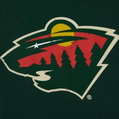 Apparel Mitchell & Ness T-Shirts & Tops-Distressed Logo Tee Minnesota Wild